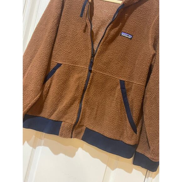 Brown Patagonia Women's Shearling Fleece Hooded Large - Picture 7 of 9